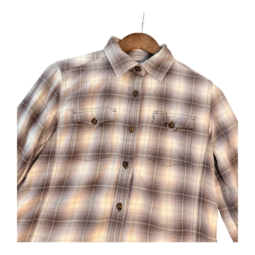 Carhartt Womens Flannel Shirt S Brown Plaid Button Up Long Sleeve Outdoors Cozy - Picture 3 of 8